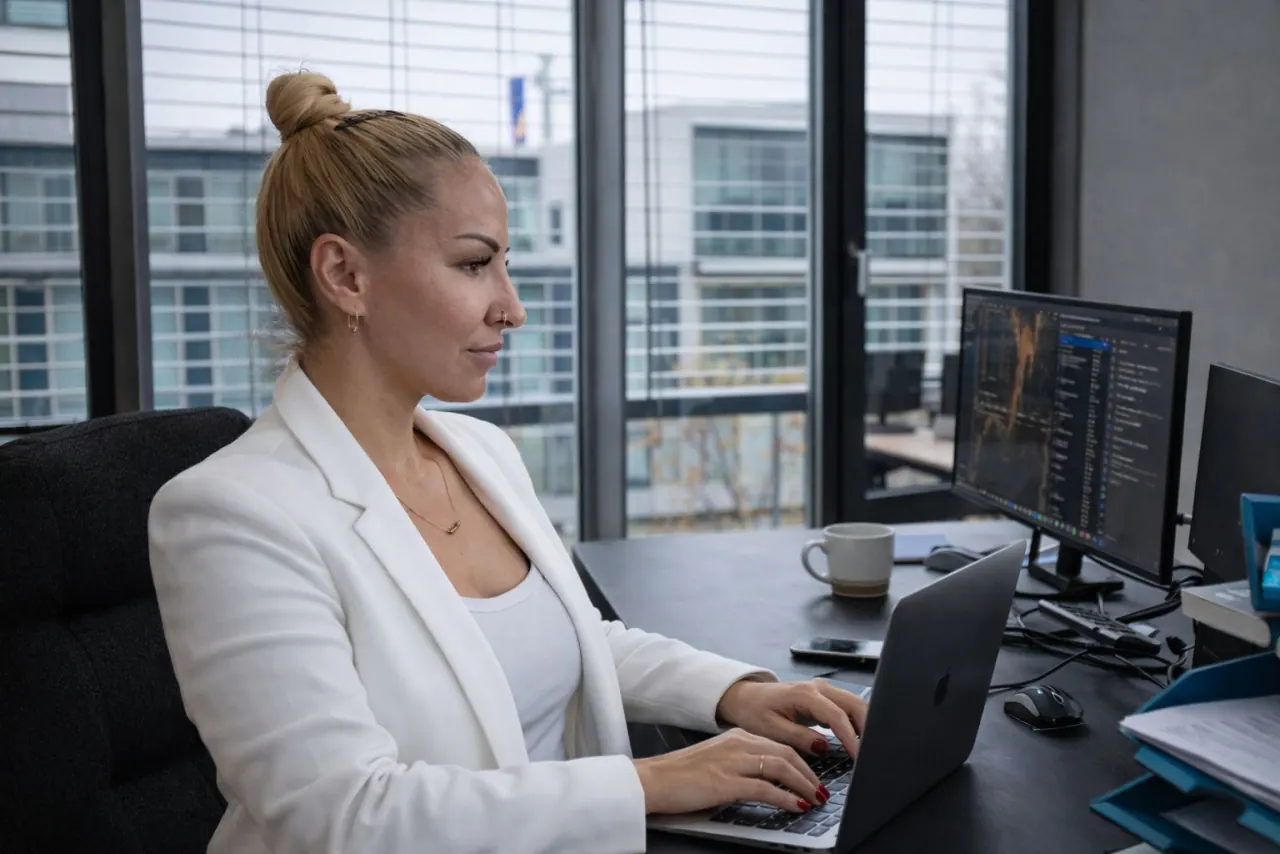 Jennifer Pappe bei der Arbeit im Büro der Grünen Kuriere